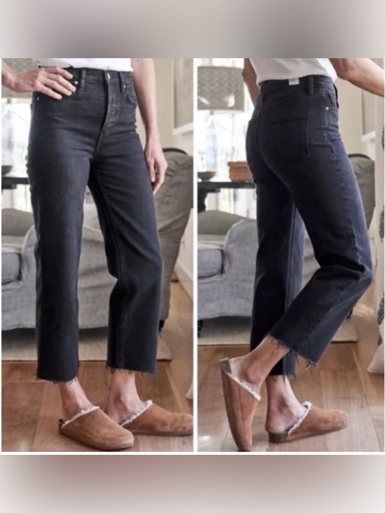 Frank & Eileen Denim - Frank & Eileen High-Rise Straight Crop Monaghan Mom Jeans in Washed Black